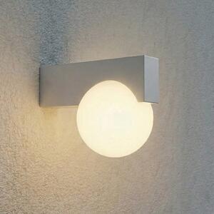 Lucande Lampa de perete pentru exterior cu LED Vijon, gri deschis, CCT, IP44, Gri, Aluminiu, Modern