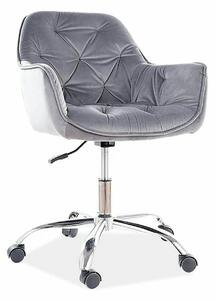 Scaun de birou Q-190, gri/crom, stofa catifelata/metal, 60x44x80/90 cm