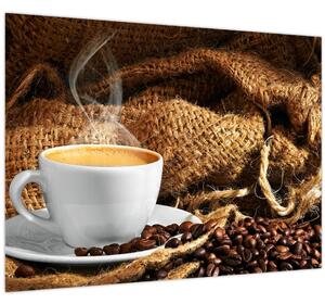 Tablou pe sticlă - O ceașcă de cafea (70x50 cm)