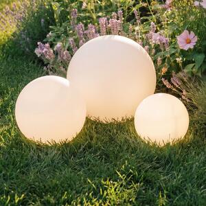 Lindby LED lămpi solare Lago, set de 3, globuri, vârf sol, alb, Alb, Plastic, Modern, Glob pentru exterior