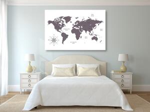 Tablou harta lumii decentă în design maro