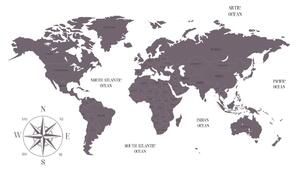 Tablou pe plută harta lumii decentă în design maro