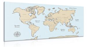 Tablou harta lumii bej pe un fundal albastru