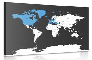 Tablou harta modernă cu contrast albastru