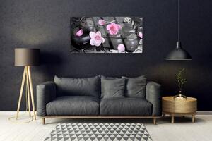 Tablouri acrilice Pietrele de flori Arta roz negru
