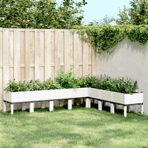 Jardinieră de grădină cu picioare, alb, 200x160x42 cm, PP