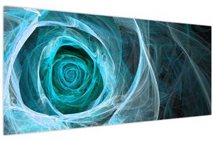 Tablou - Abstract trandafir albastru cu fundal negru (120x50 cm)