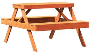 Masă de picnic, maro ceruit, 105x134x75 cm, lemn masiv de pin