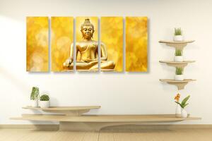 Tablou 5-piese statuie Budha de aur