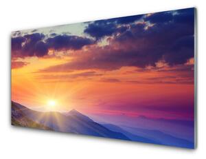 Tablou pe sticla Sun Munții Peisaj Multi