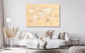 Tablou harta lumii interesantă în bej