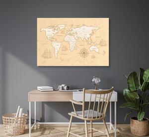 Tablou harta lumii interesantă în bej