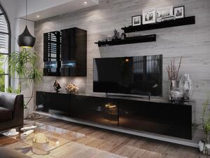 Mobilier living Benmore (negru + negru lucios) (fără iluminat). 1007682
