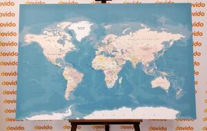 Tablou pe plută harta lumii elegantă vintage