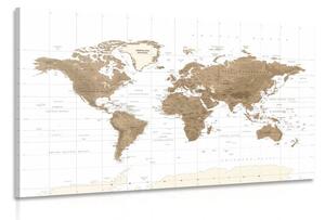 Tablou harta lumii frumoasă vintage cu fundalul alb