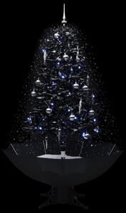 Brad de Crăciun cu ninsoare și bază umbrelă, negru, 170 cm, PVC