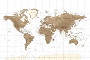Tablou harta lumii frumoasă vintage cu fundalul alb