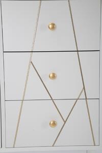 Comoda cu 3 sertare si 1 usa Luxy, Mauro Ferretti, 80 x 40 x 82.5 cm, lemn de pin/fier, alb/auriu