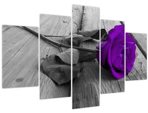 Tablou - Trandafir violet cu tulpina verde (150x105 cm)