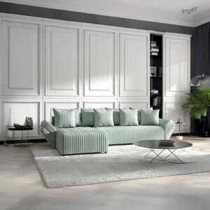 Colțar extensibil dumonde cu ladă de depozitare si sezut confortabil din spuma high-density, Berlin XL Ambience Mint 350x185 cm