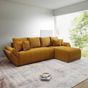 Colțar extensibil dumonde cu ladă de depozitare si sezut confortabil din spuma high-density, Berlin XL Ambience Mustar II 350x185 cm