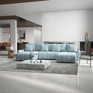Colțar extensibil dumonde cu ladă de depozitare si sezut confortabil din spuma high-density, Berlin U Ambiance Mint 400x185 cm