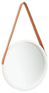 Oglindă de perete cu o curea, 40 cm, alb