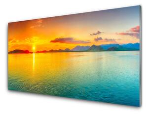Tablou pe sticla Sea Sun Peisaj Albastru Galben