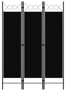 Paravan de cameră cu 3 panouri, negru, 120 x 180 cm