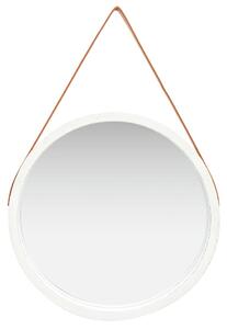 Oglindă de perete cu o curea, 60 cm, alb