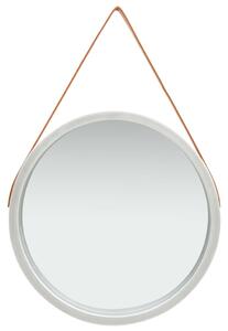 Oglindă de perete cu o curea, 60 cm, argintiu