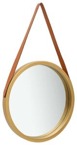 Oglindă de perete cu o curea, 40 cm, auriu