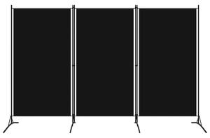 Paravan de cameră cu 3 panouri, negru, 260 x 180 cm, textil