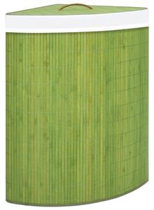 Coș de rufe din bambus, pentru colț, verde, 60 L