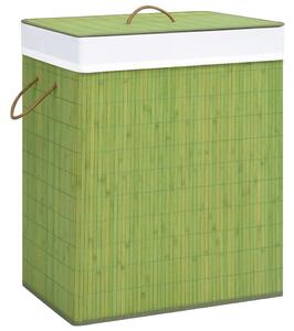 Coș de rufe din bambus cu 2 secțiuni, verde, 100 L