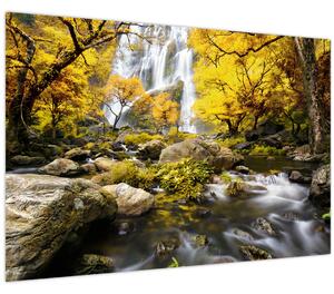 Tablou - Cascade în peisaj de toamnă, galben (90x60 cm)