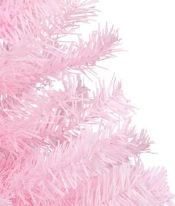 Brad Crăciun artificial pre-iluminat cu suport, roz, 180 cm PVC