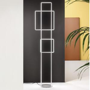 Ondaluce - Lampă de podea LED DOWEL, 77 W, 230 V, 166 cm, argintie, cu dimmer
