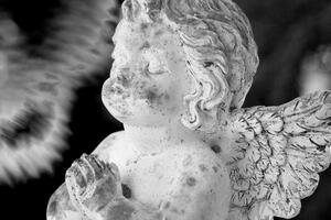 Tablou rugăciunea îngerului în design alb-negru