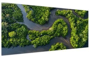 Tablou - Peisaj forestier cu râu (120x50 cm)