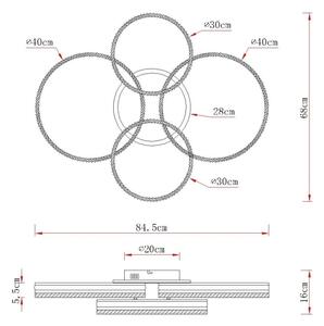 Globo 67377-90 - Plafonieră LED dimerizabilă FRANCINE LED/90W/230V argintie + telecomandă