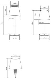 Globo 58488B - VANNIE I, lampă de masă LED 3 în 1, cu control tactil și reglare a luminozității, reîncărcabilă, pentru exterior, LED/3W/5V IP54, negru