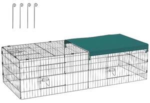 PawHut Habitat pentru Animale Mici, Tarc Sigur pentru Pui, Iepuri, Chinchilla, cu Acoperiș, 185x75x50 cm, Verde | Aosom Romania