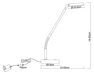 Globo 58504TN - Lampă de masă LED SILVIO, dimabilă prin atingere, 6,5W/230V, crom mat