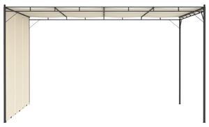 Pavilion de grădină cu perdea laterală, crem, 4 x 3 x 2,25 m
