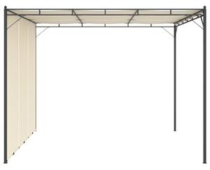Pavilion de grădină cu perdea laterală, crem, 3x3x2,25 m