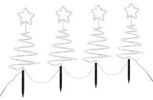 Set de 4 lumini de Crăciun albe în formă de brad cu LED IP44 - Puno