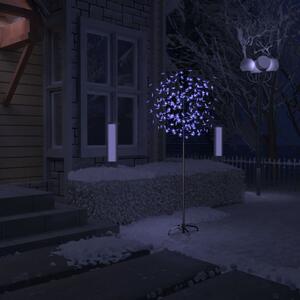Pom Crăciun, 200 LED-uri lumină albastră, flori de cireș 180 cm