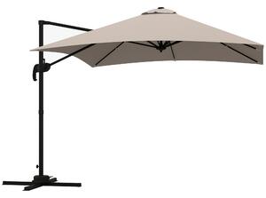 Outsunny Umbrelă de Soare cu 8 Lamele cu Pedală și Manivelă, Umbrelă de Soare din Aluminiu și Poliester, 295x295x266 cm, Kaki | Aosom Romania
