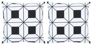Perne, 2 buc., model imprimat, negru și alb, 40 x 40 cm, bumbac